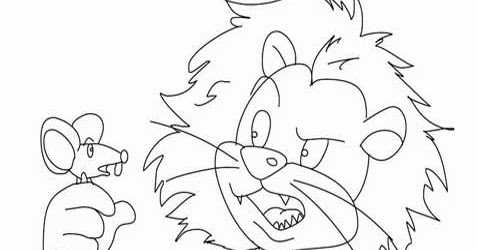 Kids page lion and the mouse story coloring pages