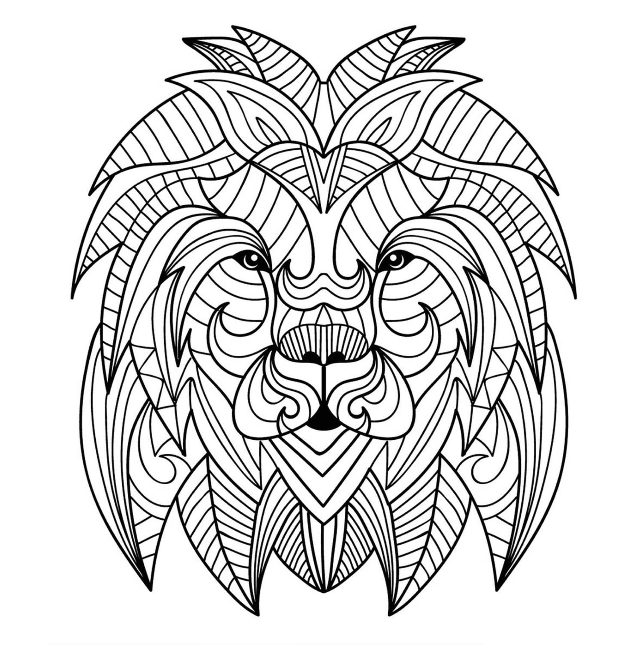 Lion head mandala coloring page