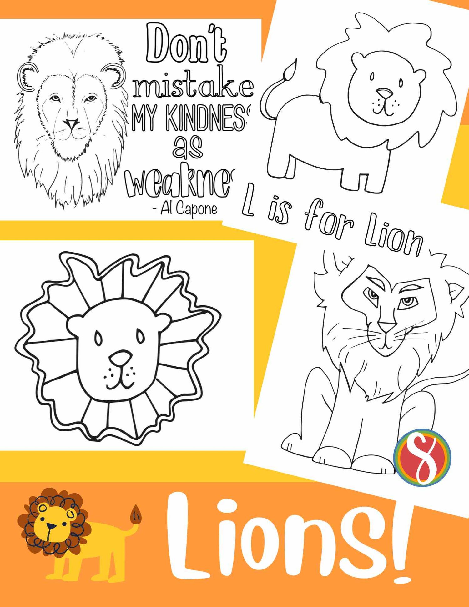 Free lion coloring pages â stevie doodles