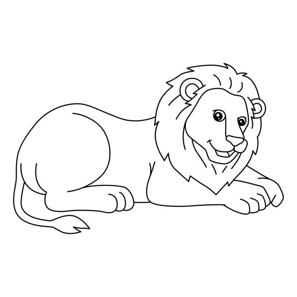 Lion coloring page isolated for kids stock illustration