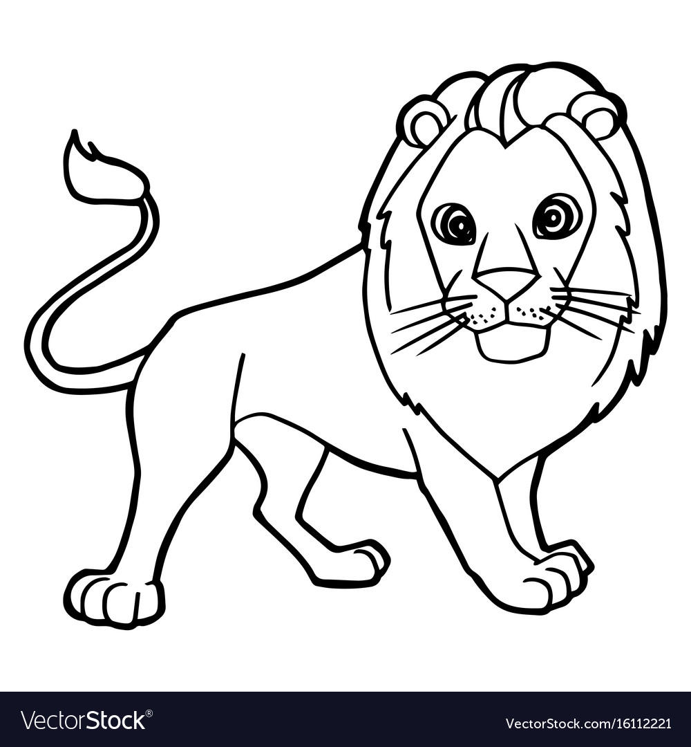 Cartoon cute lion coloring page royalty free vector image