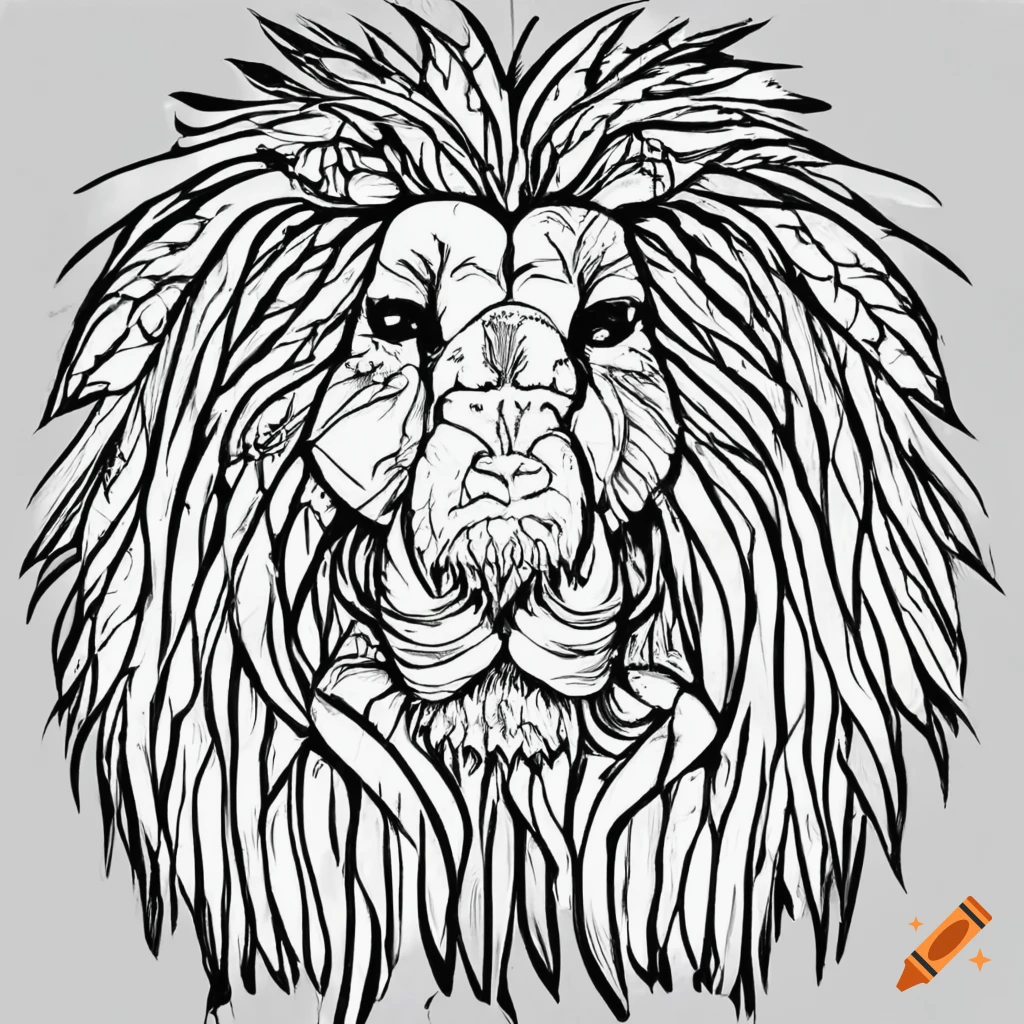 Coloring page of a lion on