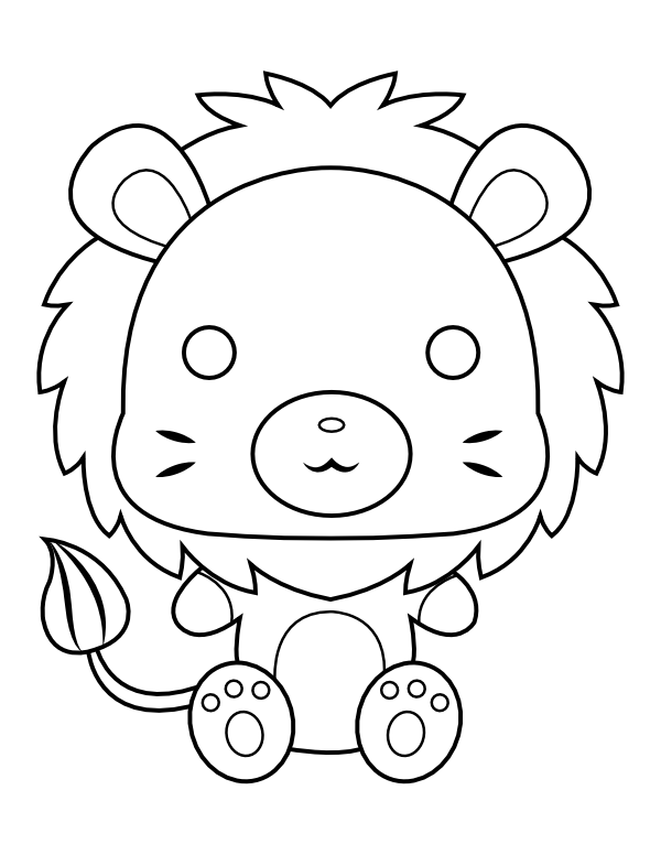 Printable kawaii lion coloring page