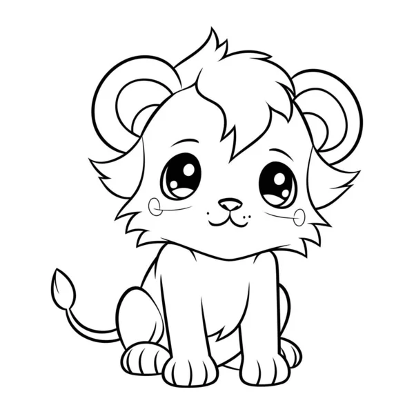 Cute cartoon lion coloring page outline vector illustration stock vector by ibrandify