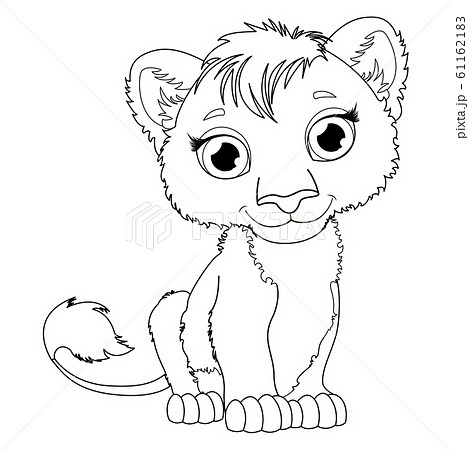 Coloring page for kids with cute cartoon lion