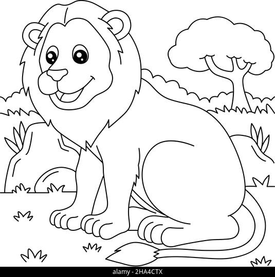 Lion coloring page for kids stock vector image art