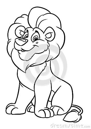 Kind big lion smile animal illustration cartoon coloring stock illustration