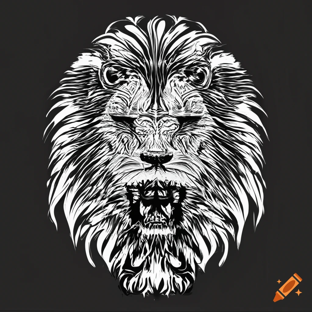 Tribal style roaring lion graphic on