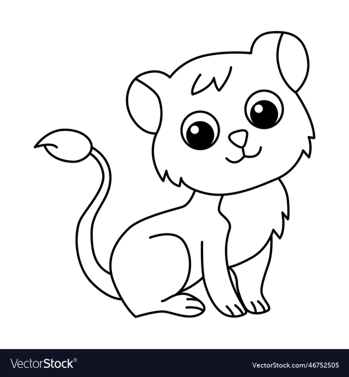 Free cute lion cartoon coloring page for kids