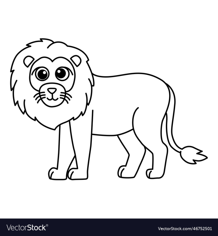 Free cute lion cartoon coloring page for kids