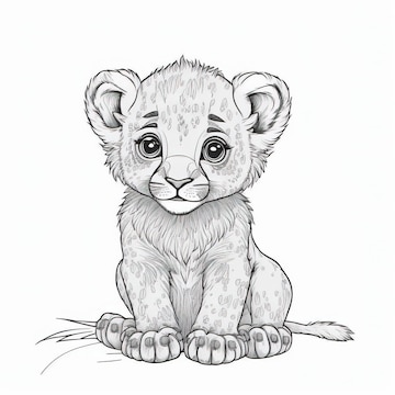 Premium photo lion outline illustration for coloring book page coloring card for kids and adults generative ai