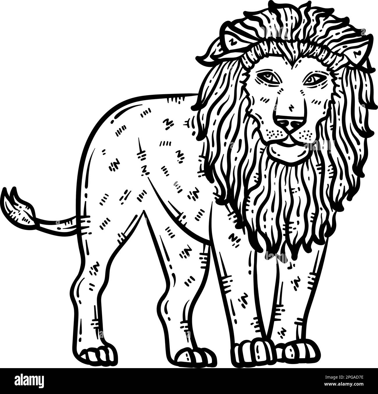 Lion animal coloring page for adult stock vector image art