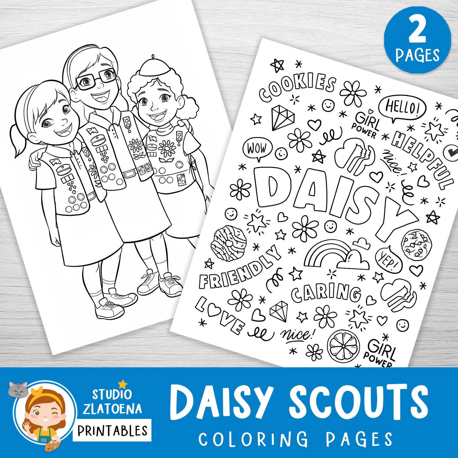 Daisy girl scouts coloring pages girl scout coloring book scout coloring pages girl scout leader fun printables girl scout activity instant download