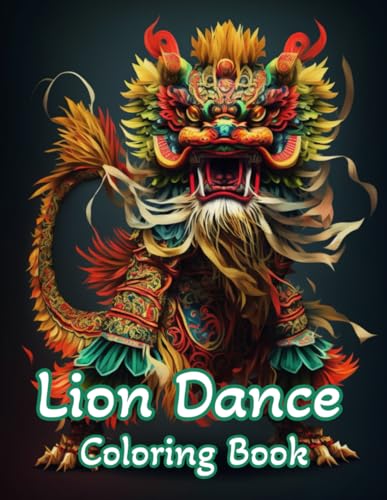 Lion dance coloring book traditional lion dance costume images for teens adults seniors single