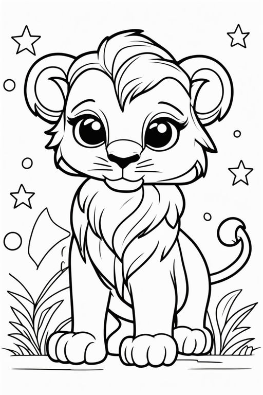 Lion coloring for kids