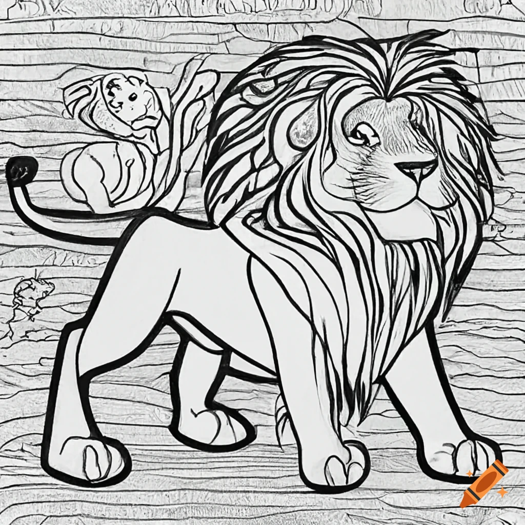 Coloring book page featuring lion shapes for young children on