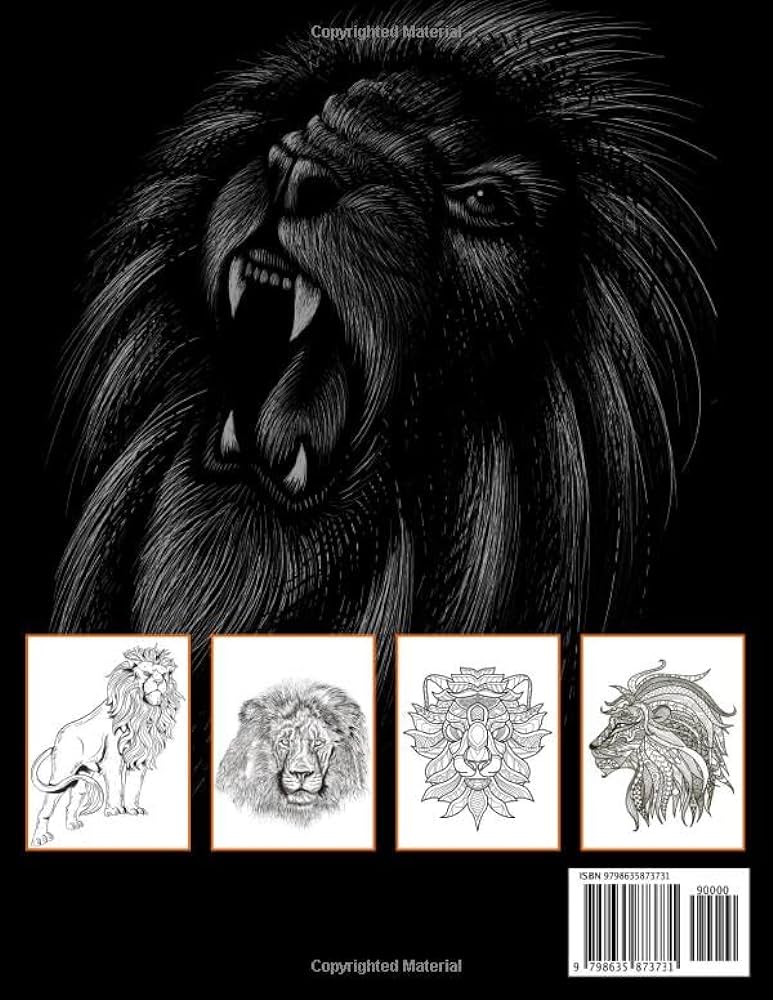 Lion coloring book for adults high quality lion drawings lion illustrations for adult men women relaxing and stress relieving coloring book publishing bardy books