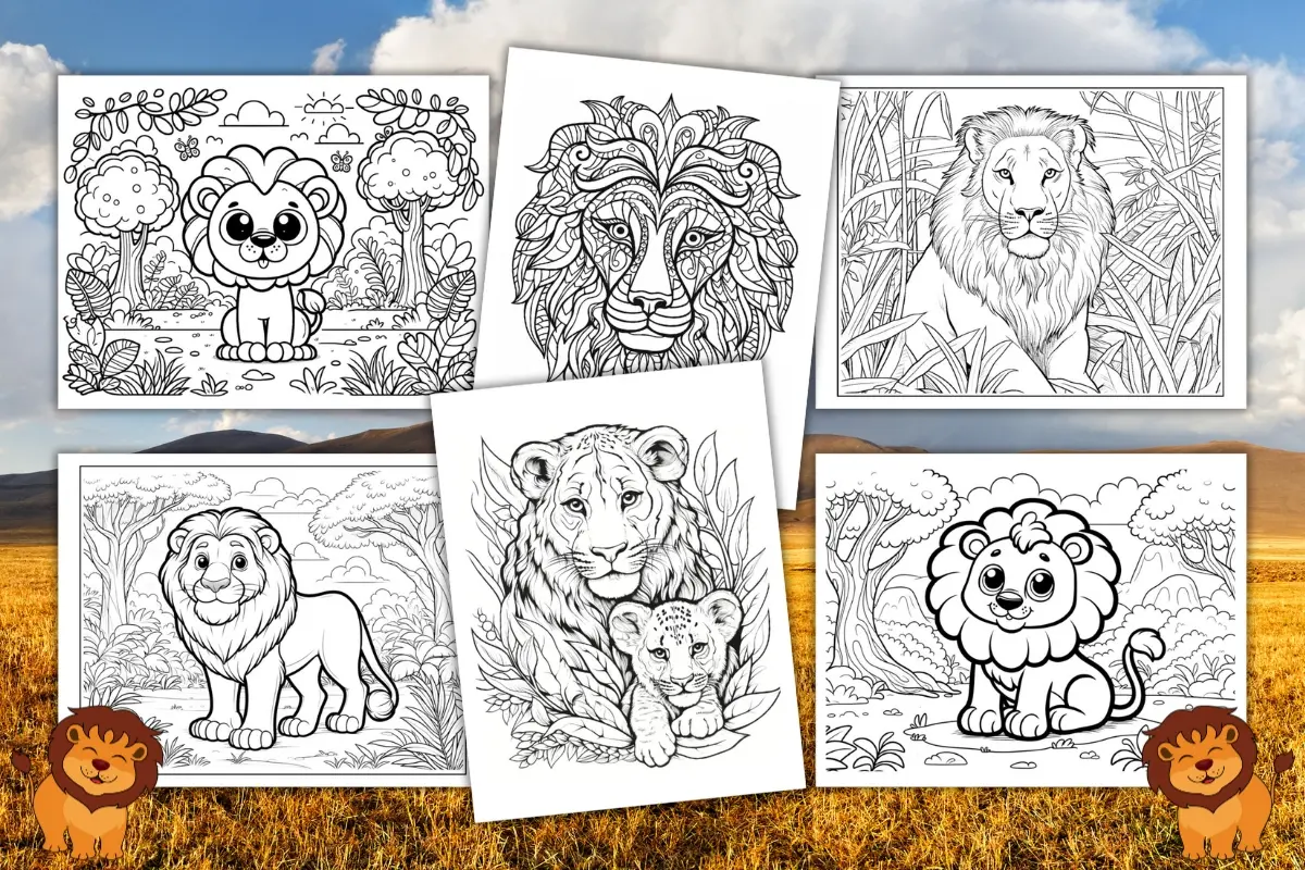 Free lion coloring pages for kids