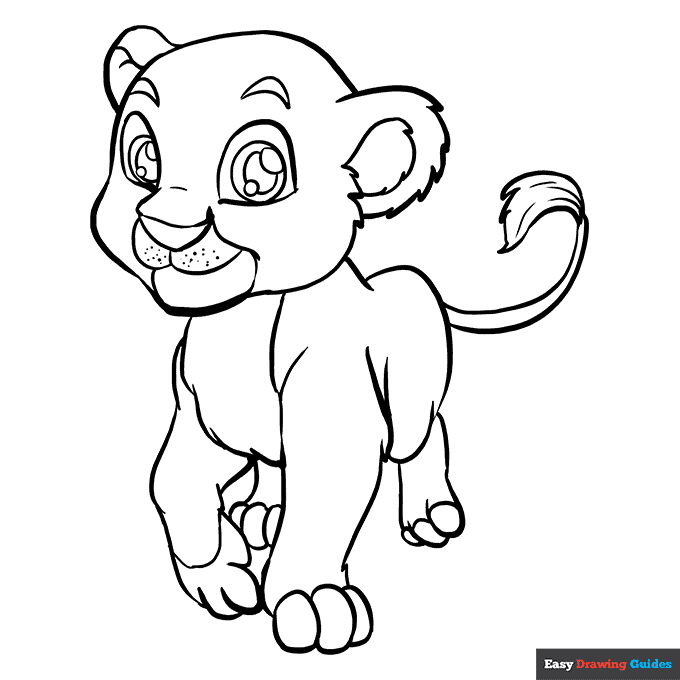 Baby lion coloring page easy drawing guides