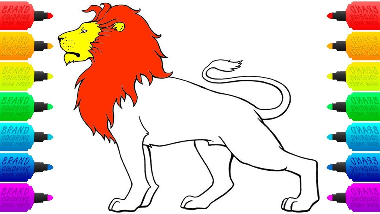 How to draw lion coloring pages for children drawing and colouring anials art colors for kids