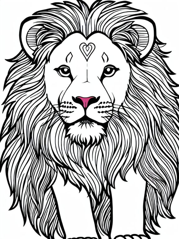 Cute lion coloring page black outl