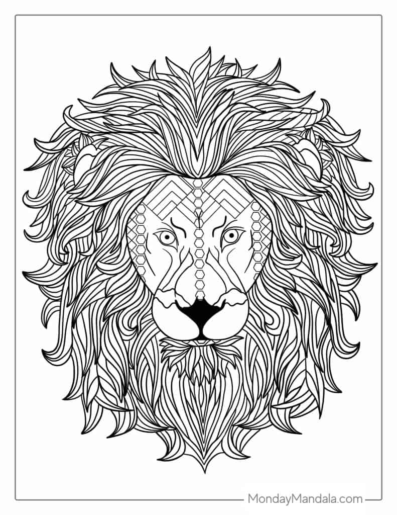 Lion coloring pages free pdf printables