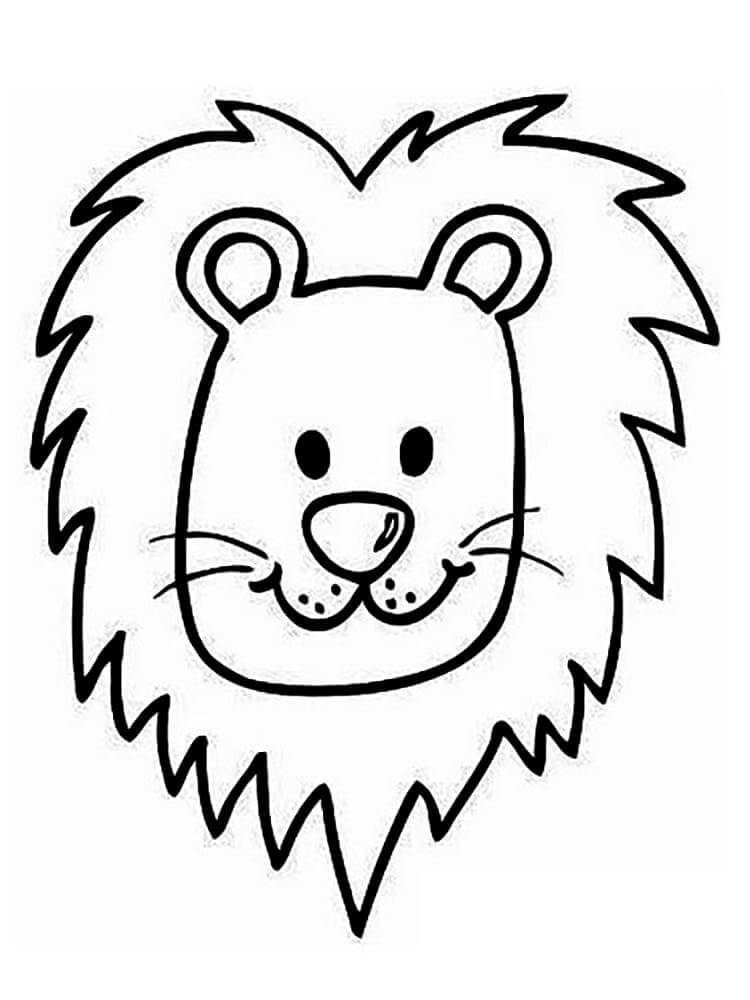 Free lion face picture coloring page