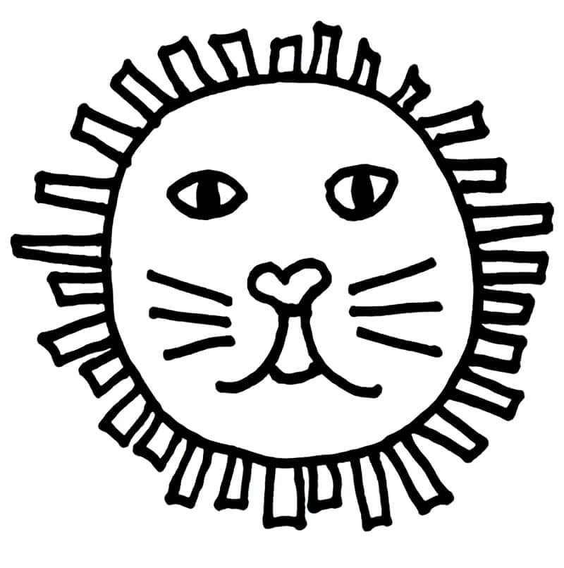 Simple lion face coloring page