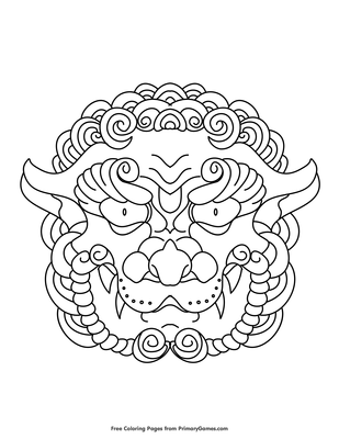 Chinese lion head coloring page â free printable pdf from