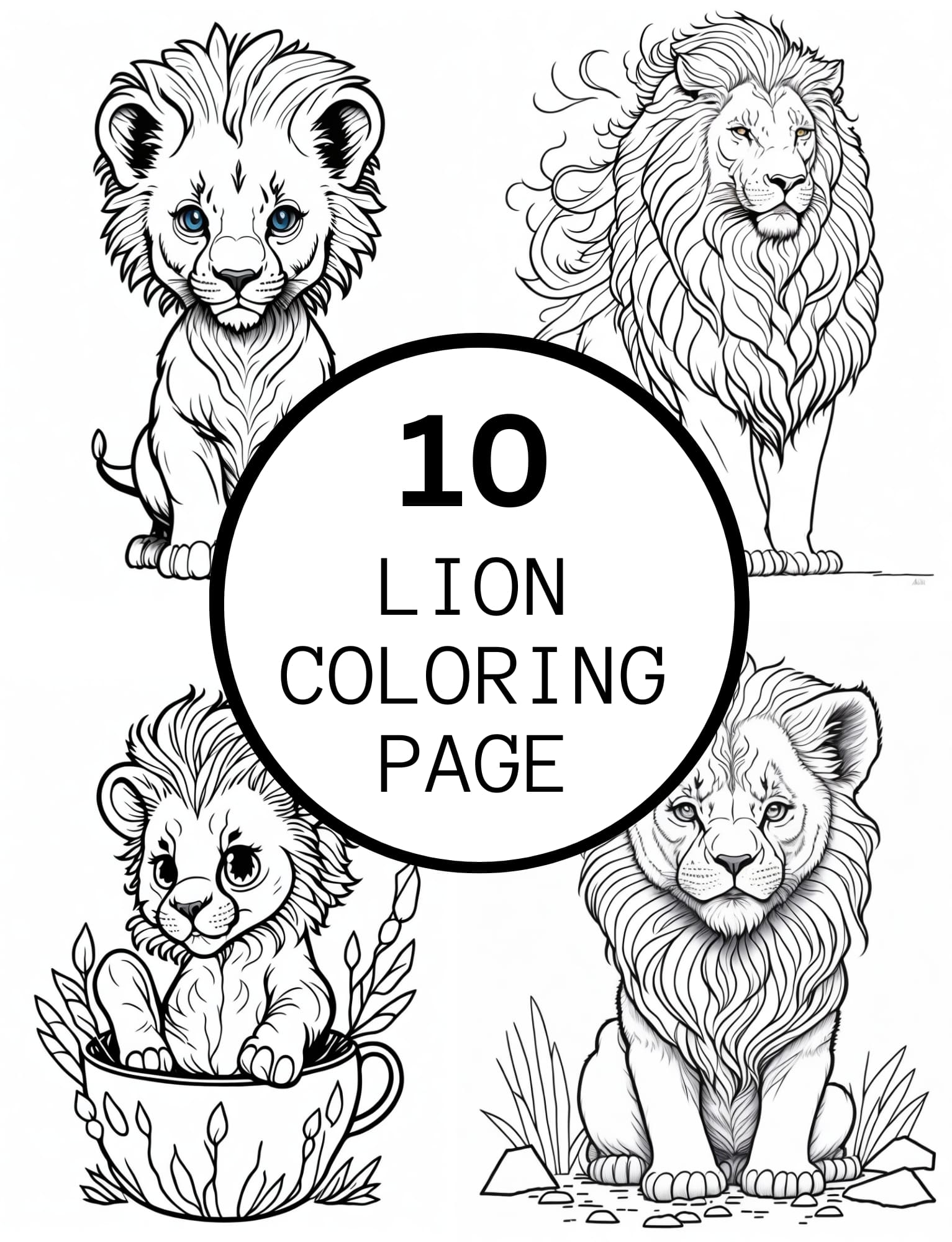 Realistic lion coloring pages for teens and adults made by teachers