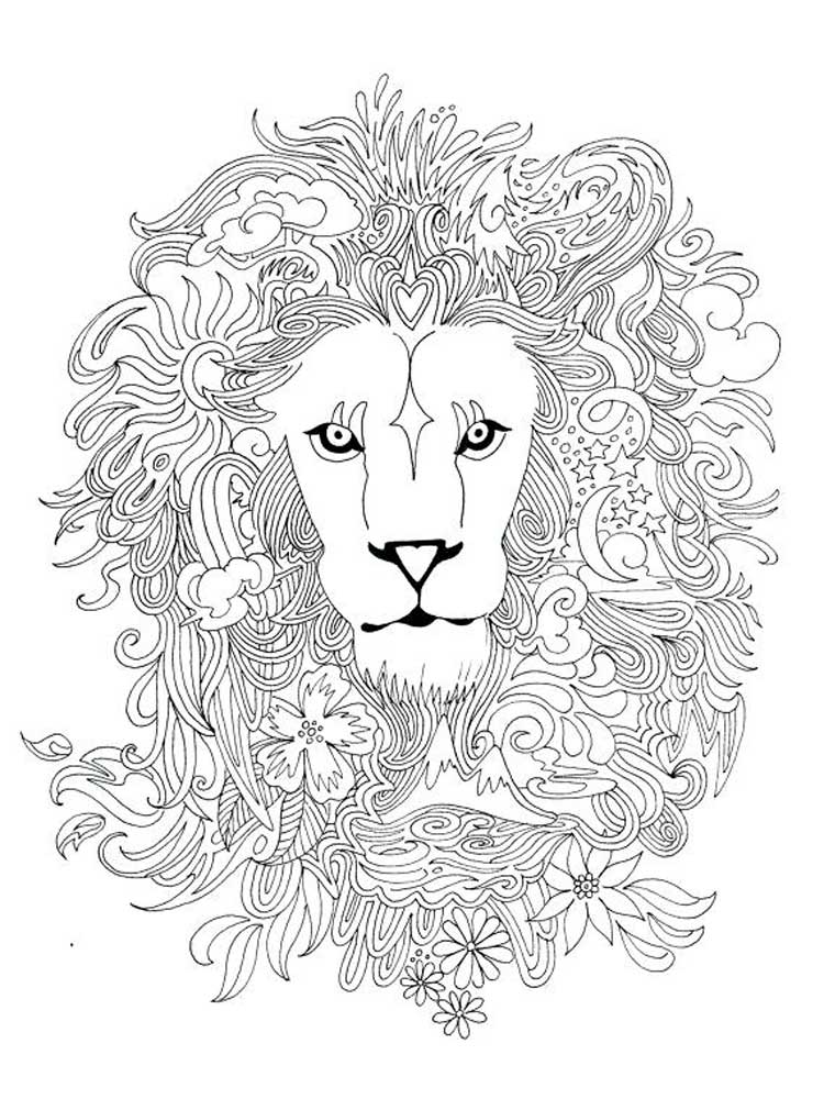 Plicated mandala with a lion coloring page