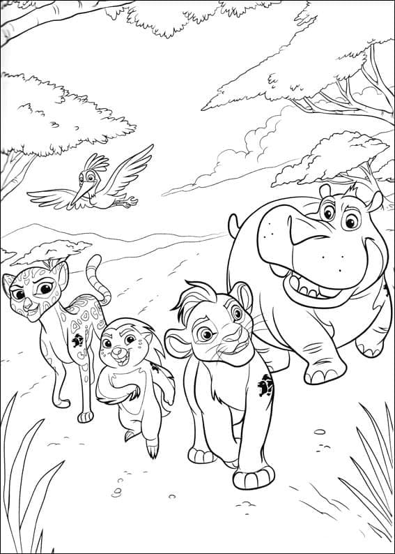 Characters from the lion guard coloring page