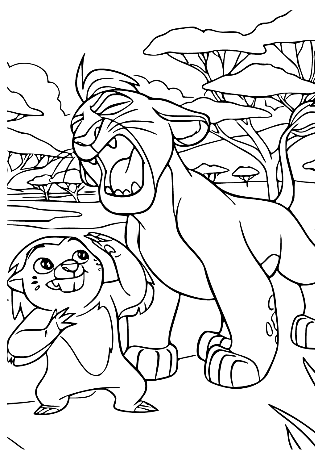 Free printable lion guard growl coloring page for adults and kids