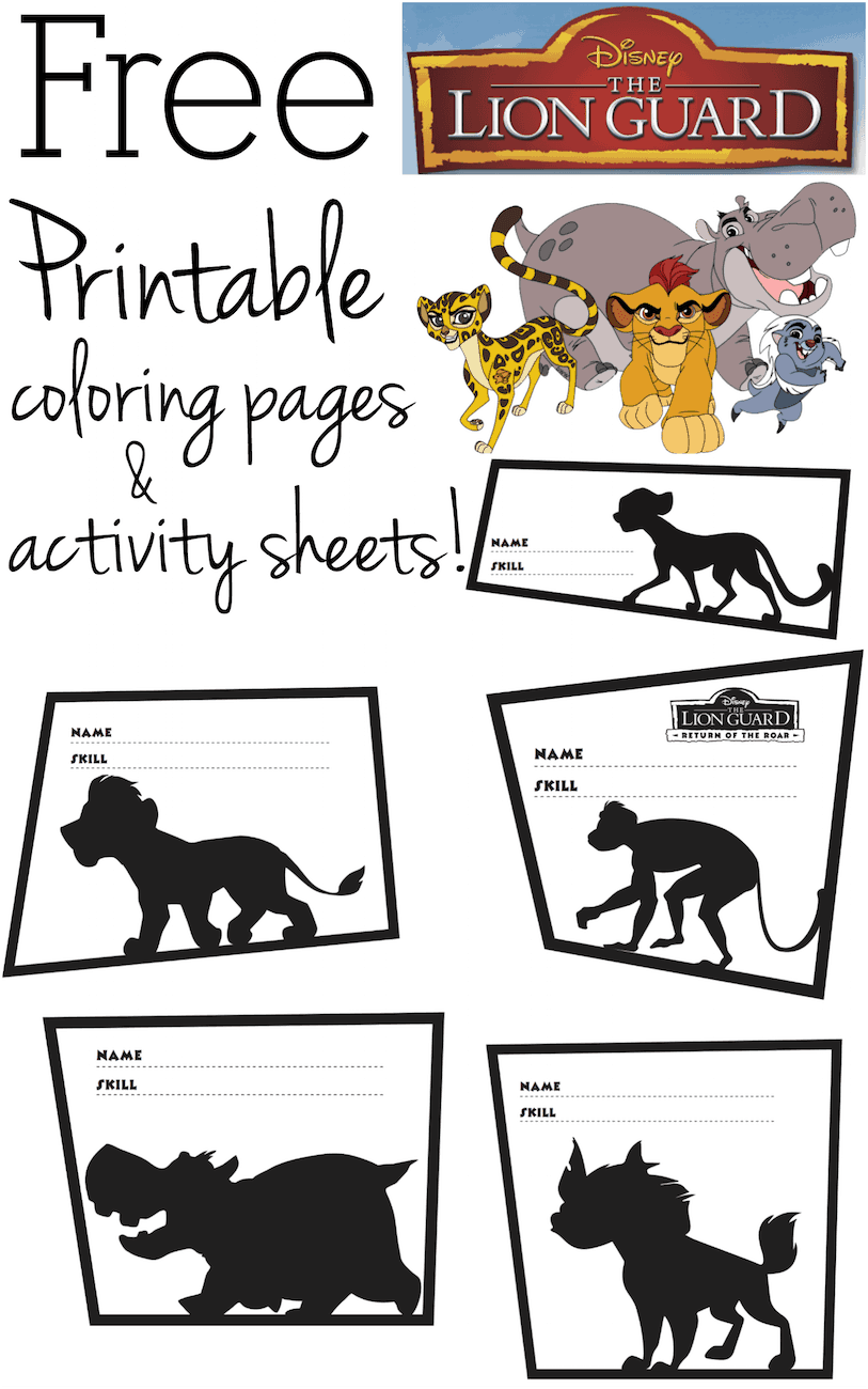 Free printable the lion guard coloring pages and activity sheets