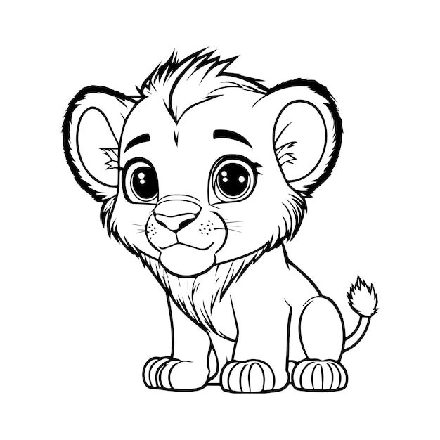 Premium vector coloring page of a lion king