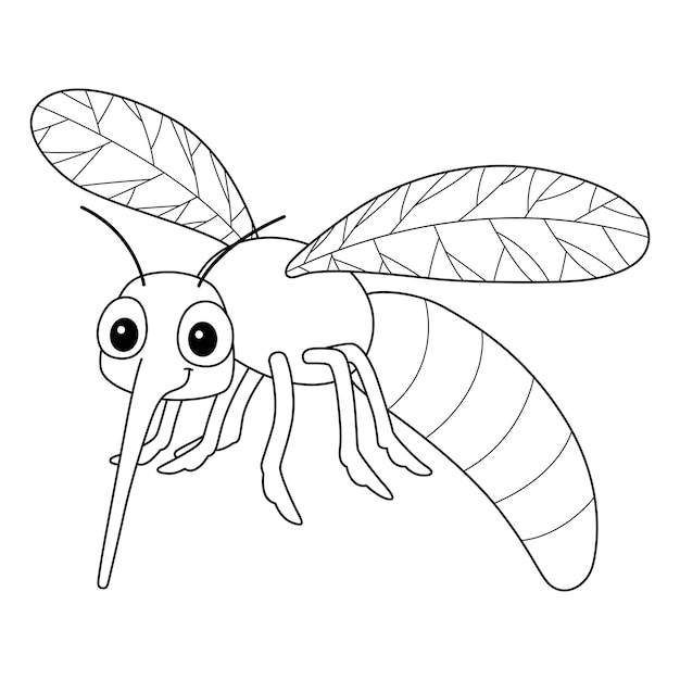 Premium vector mosquito animal isolated coloring page for kids