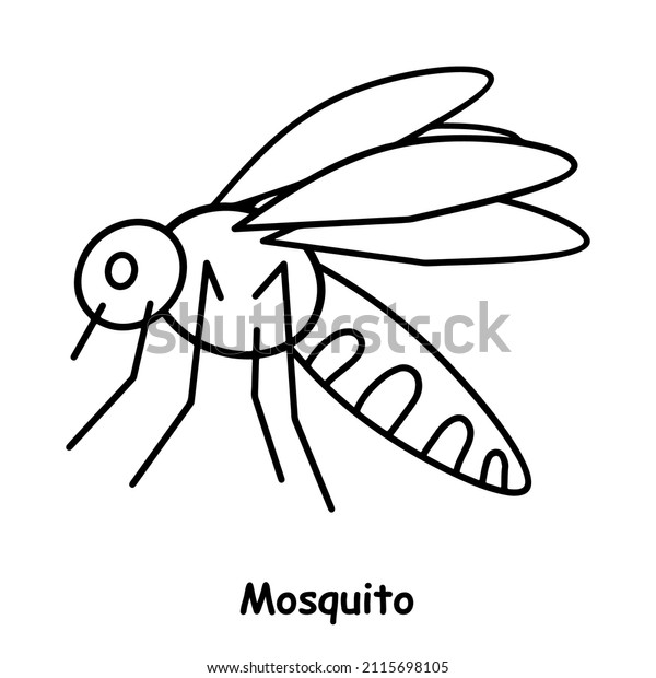 Mosquito children book illustration trace coloring stock vector royalty free