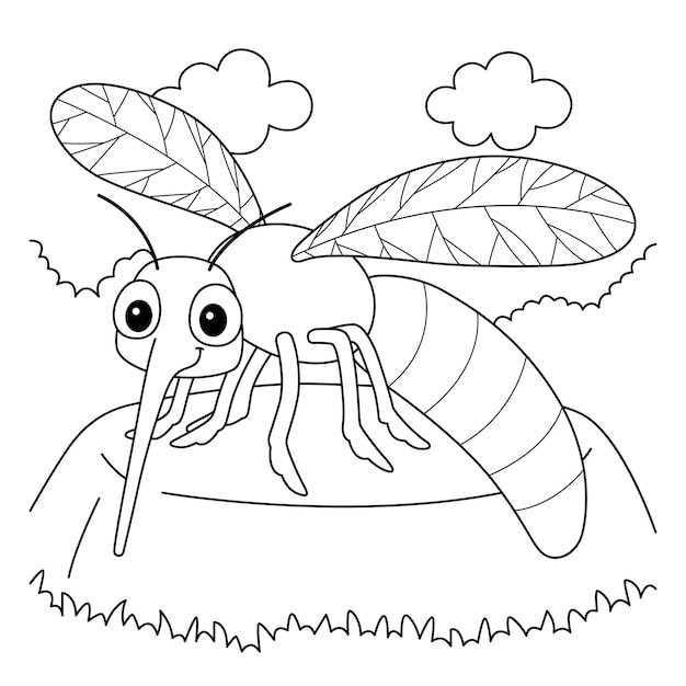 Premium vector mosquito animal coloring page for kids