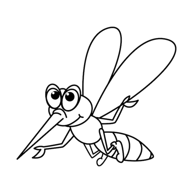 Premium vector cute mosquito cartoon coloring page illustration vector for kids coloring book