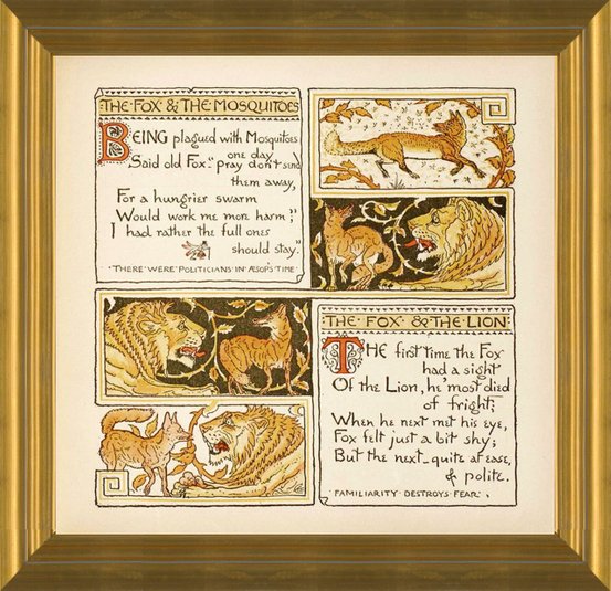 Art prints of fox the mosquitoes fox the lion aesops fables