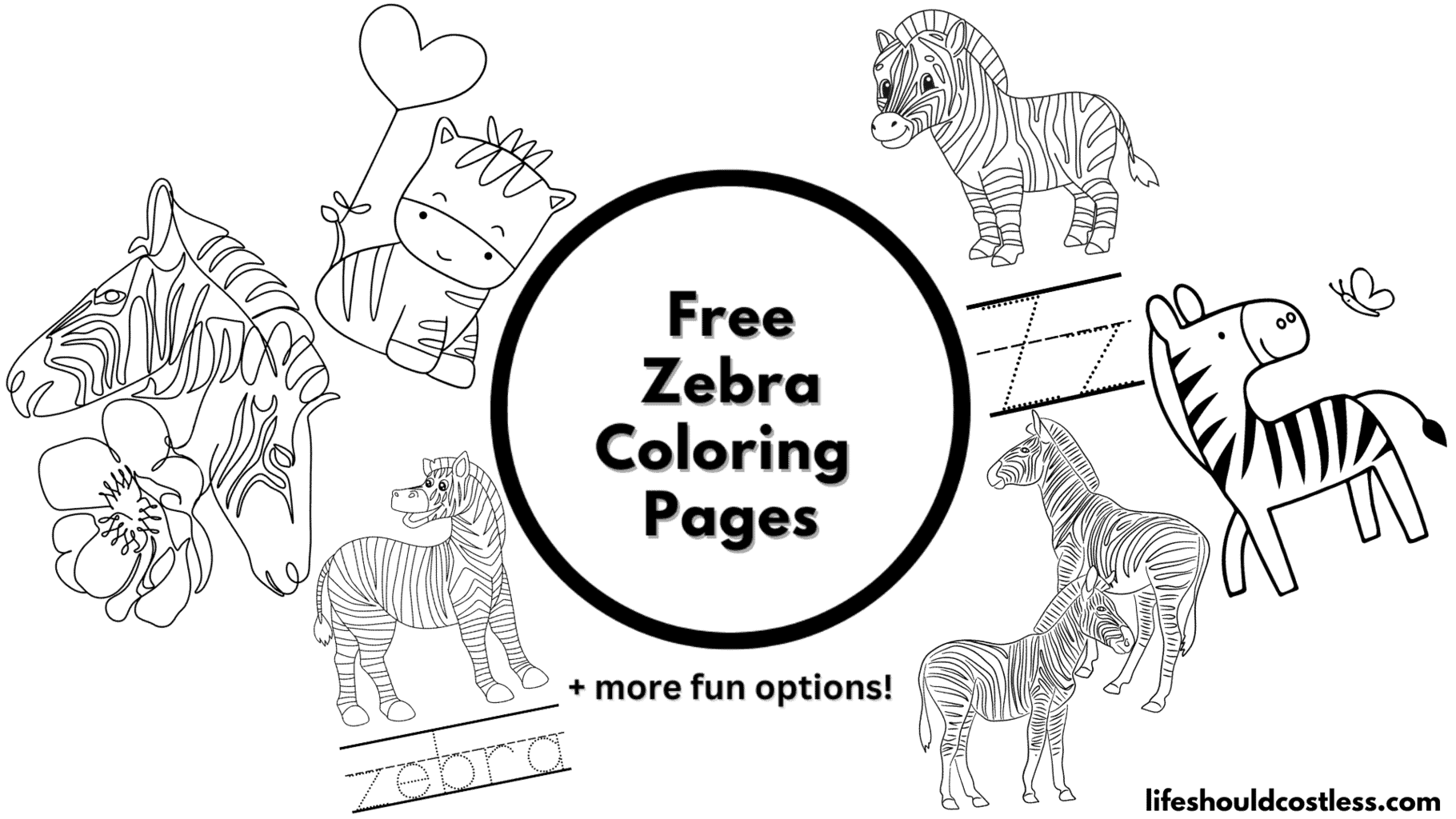 Zebra coloring pages free printable pdf templates