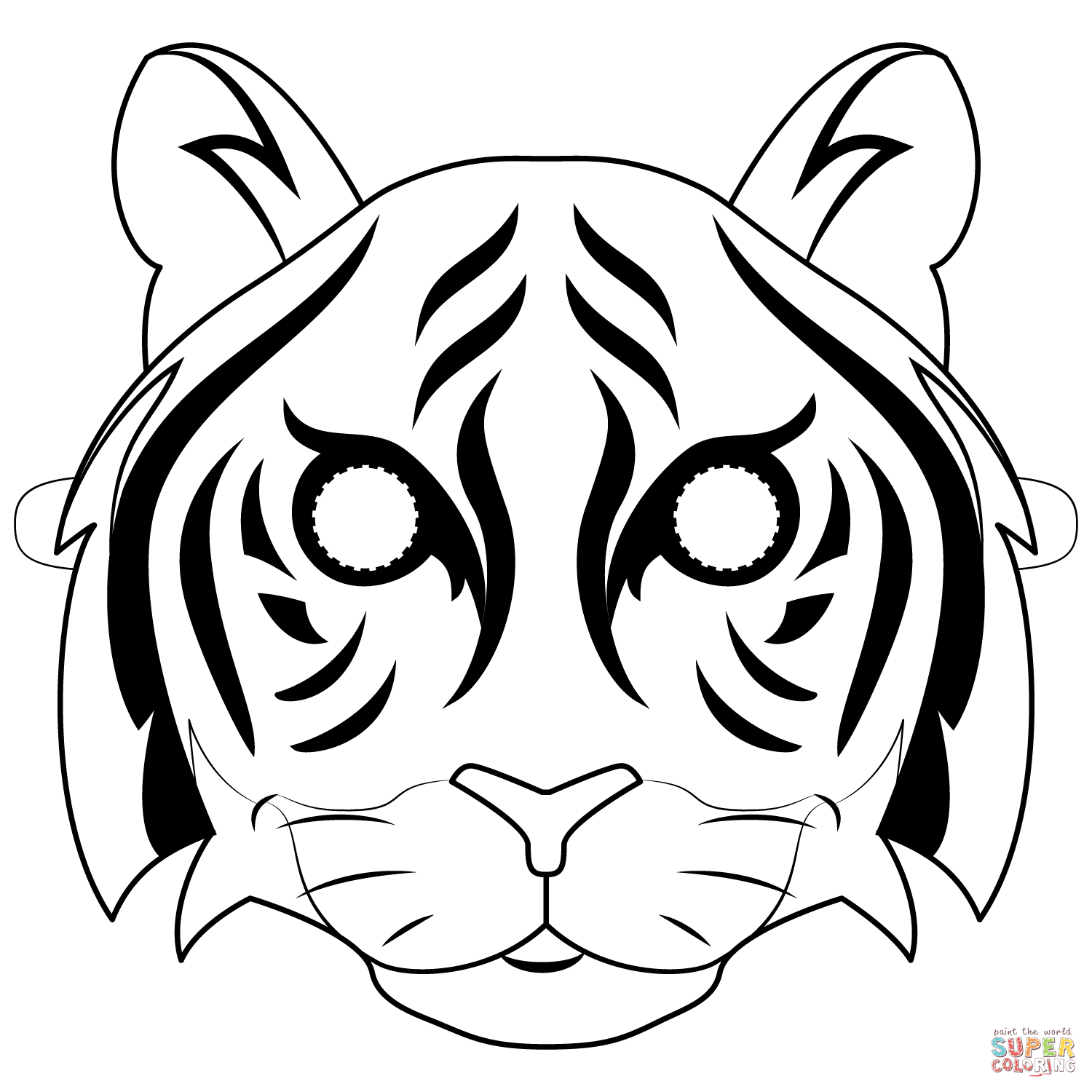 Tiger mask coloring page free printable coloring pages