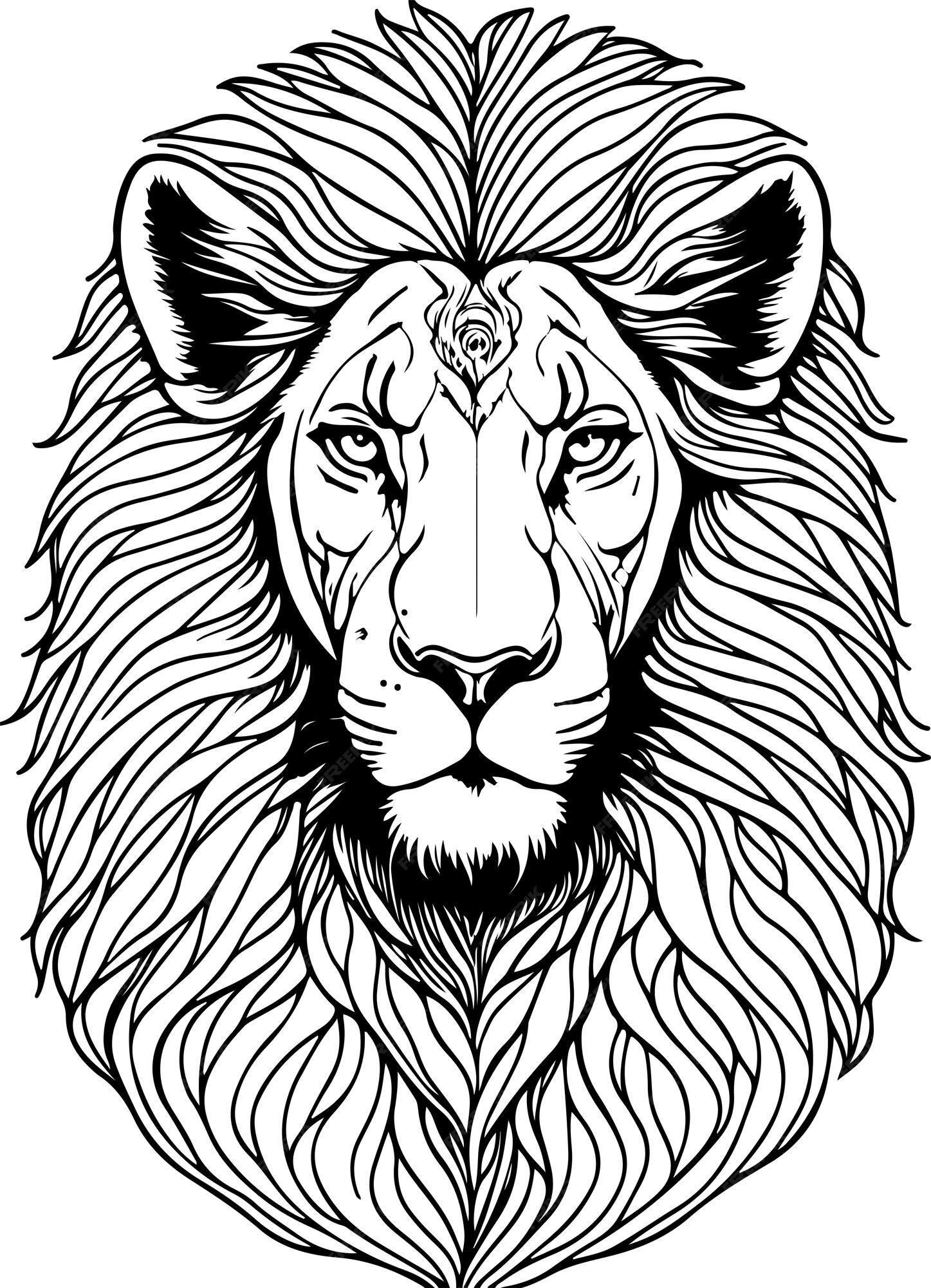 Premium vector lion mandala coloring page for adults