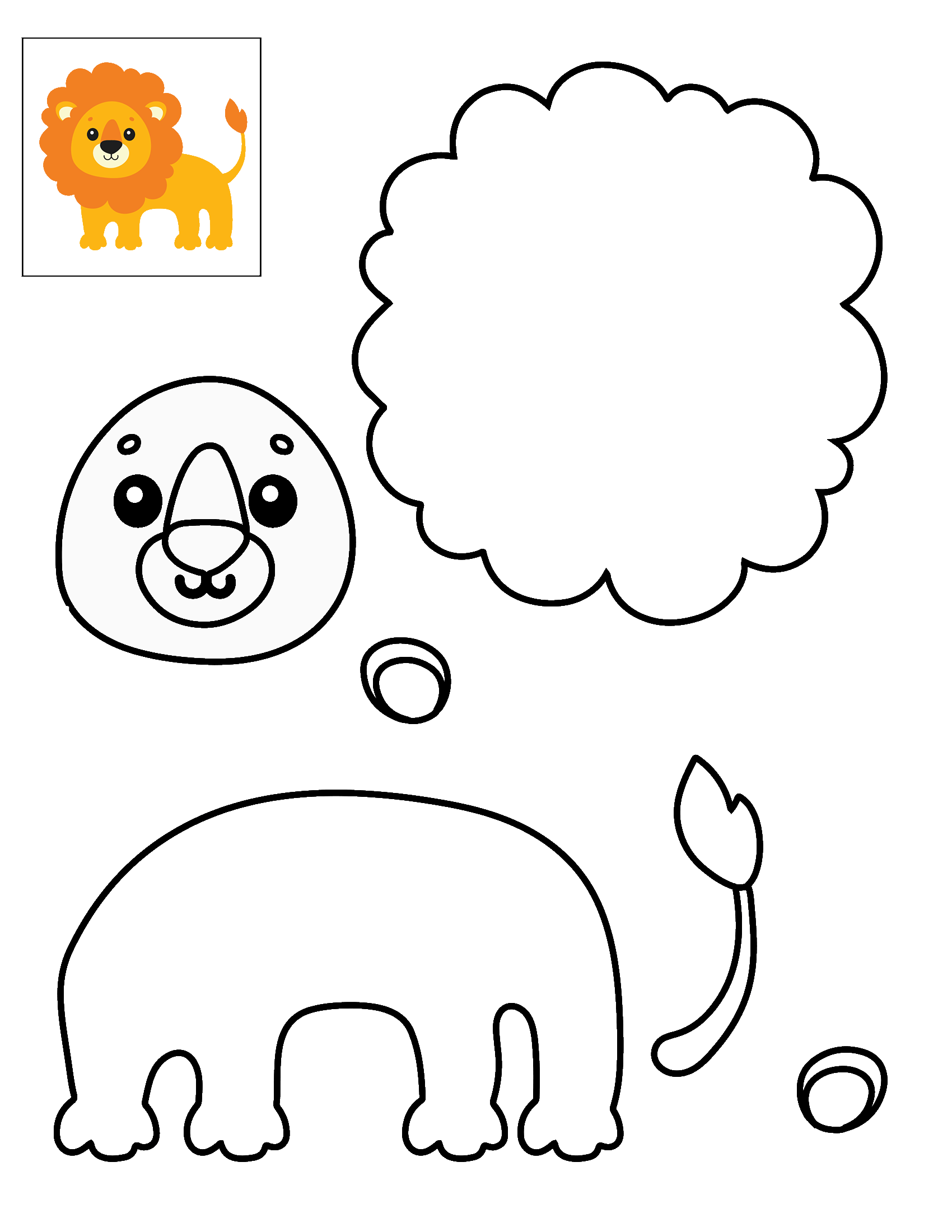 Color cut and glue lion preschool printable template free printable papercraft templates