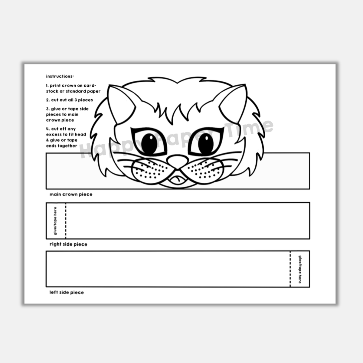 Lion paper crown printable africa animal coloring craft made by teachers