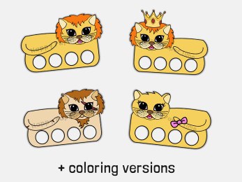 Lion finger puppets with coloring