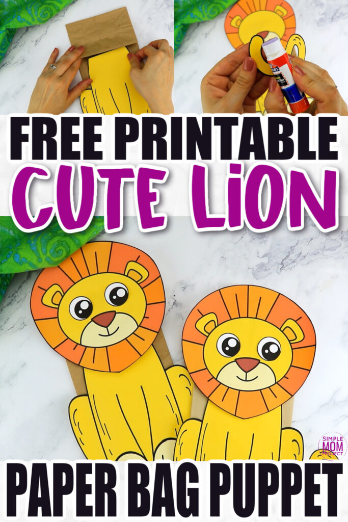 Free printable lion paper bag puppet template â simple mom project