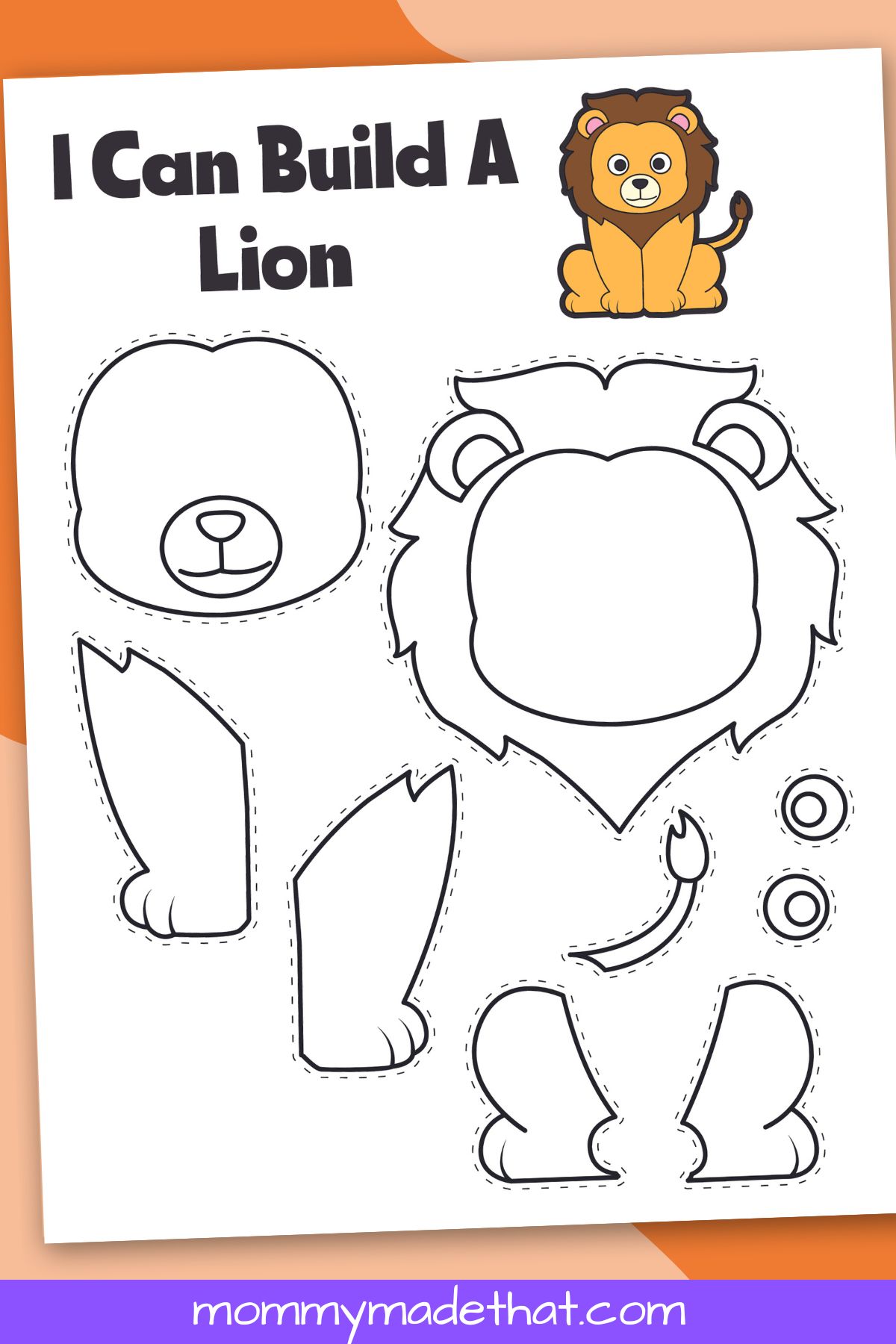 Free printable lion craft template