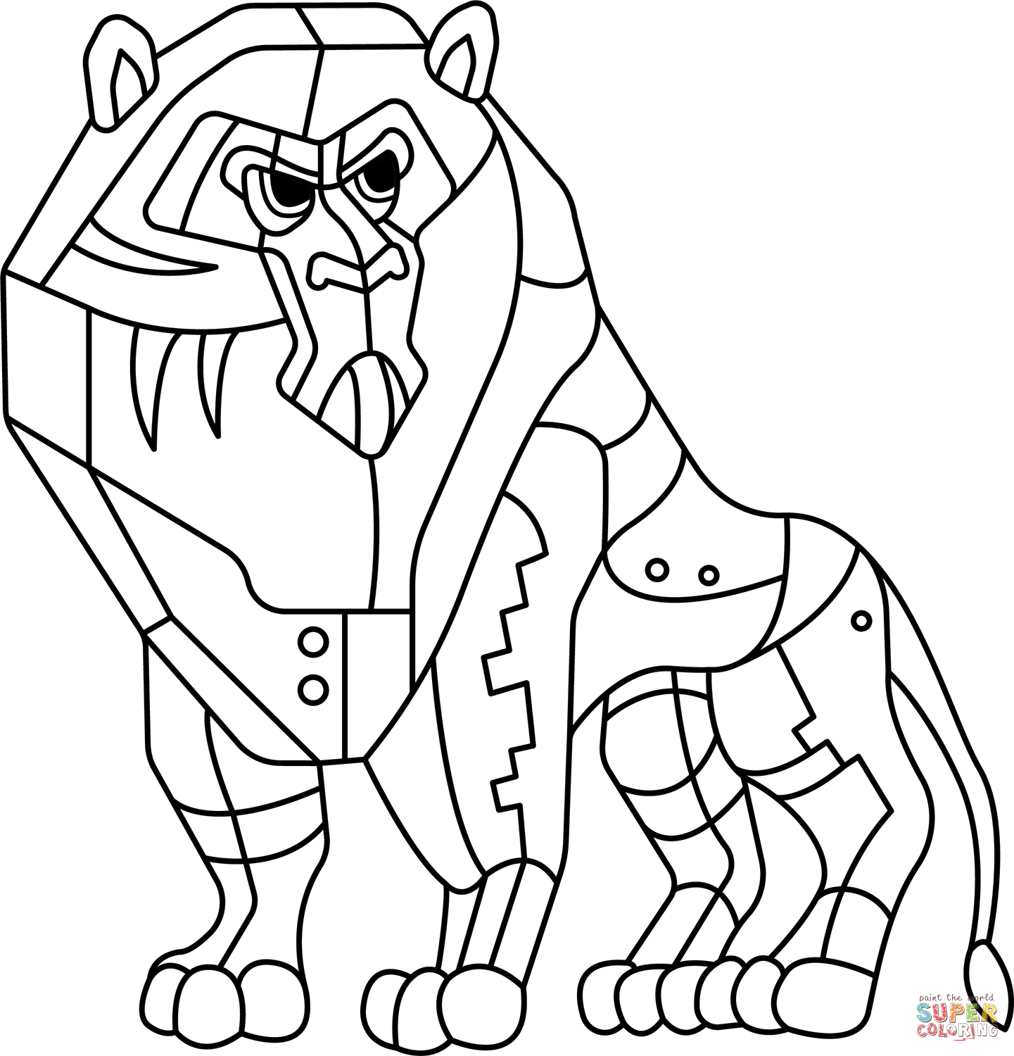 Abstract lion coloring page free printable coloring pages