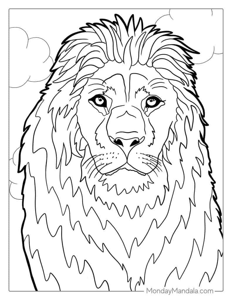 Lion coloring pages free pdf printables